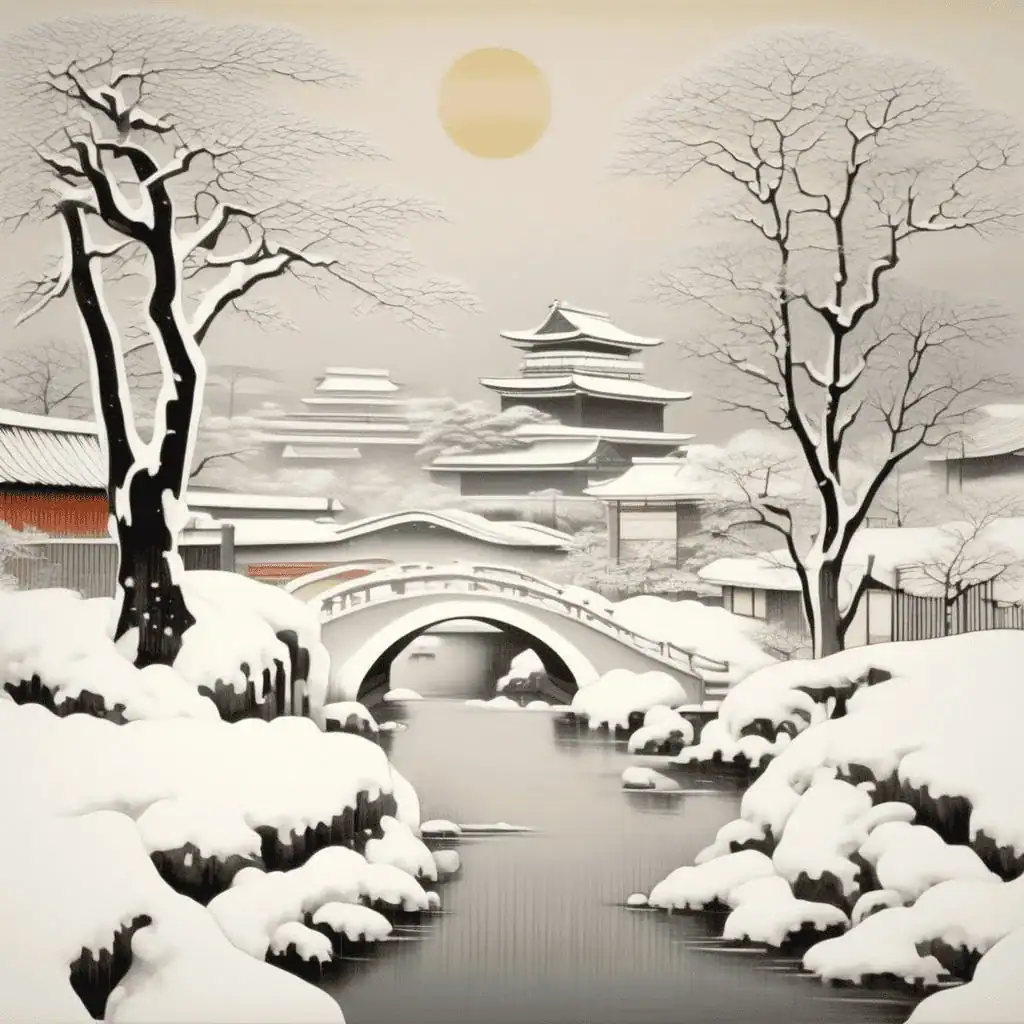 Shinagawa in Snow – Yamamura Toyonari
